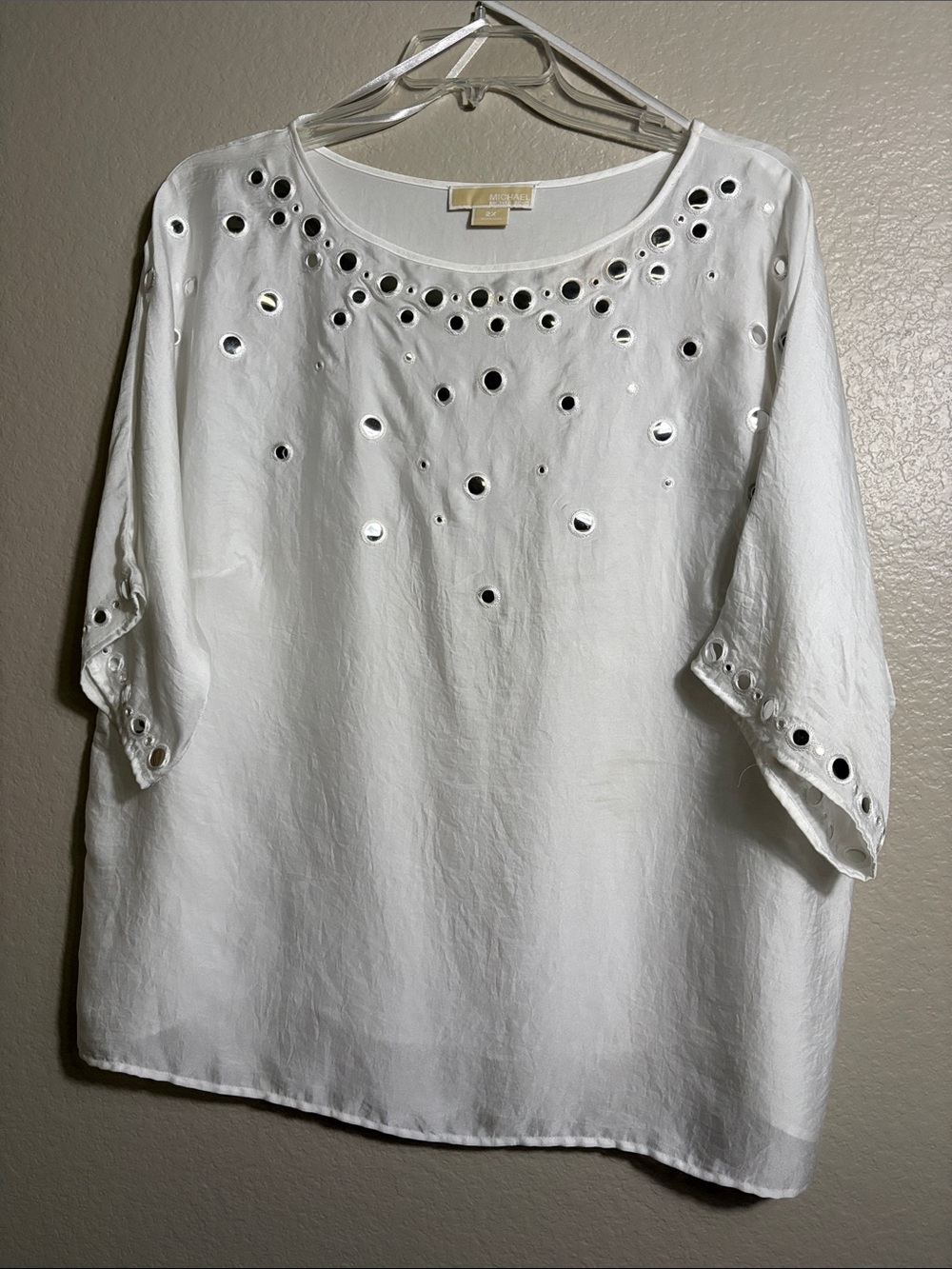 Michael Kors White Tunic With Large Sparkling Silver Sequins